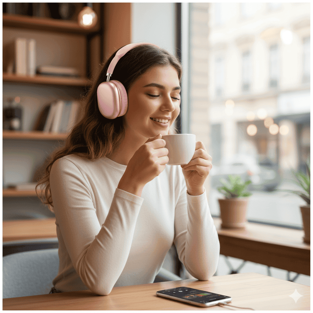 Fone de Ouvido B-Max BM-223 pessoa ouvindo fone